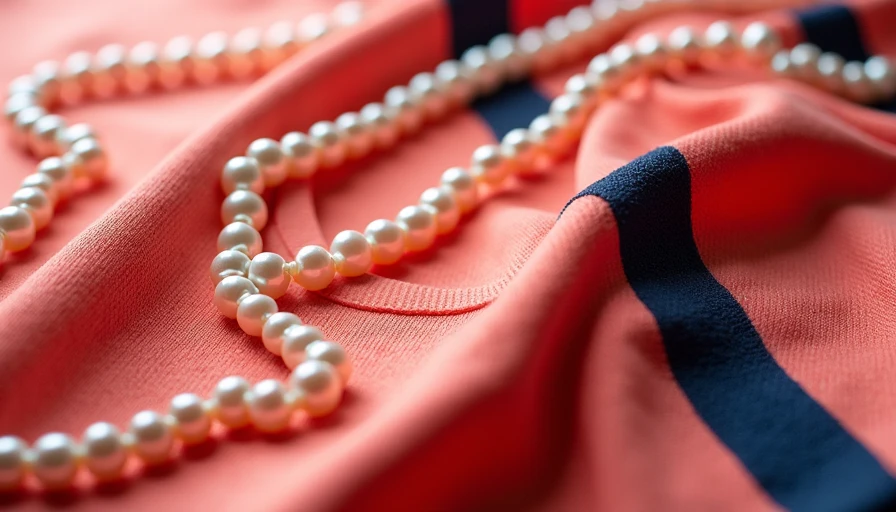 Visual context for layering a pearl necklace with an athletic jersey