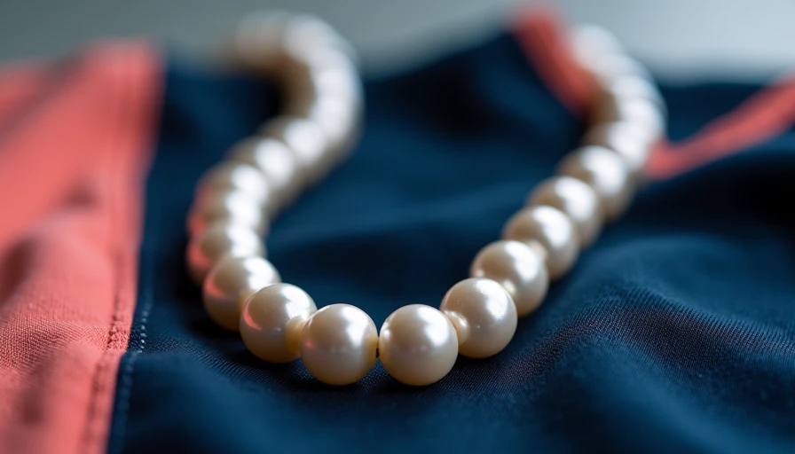 Illustration for layering a pearl necklace with an athletic jersey