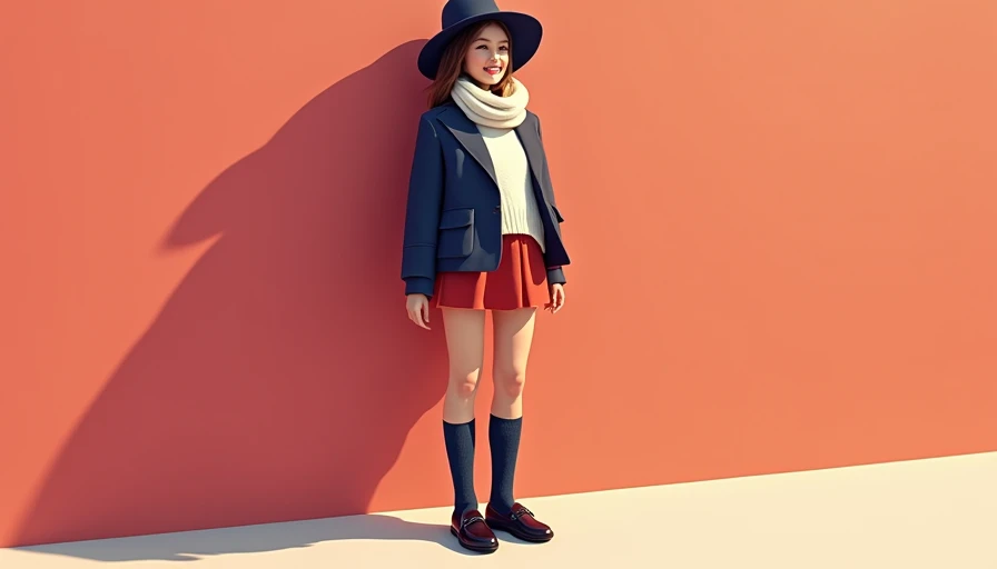 Visual context for winter mini skirt with thick socks and loafers
