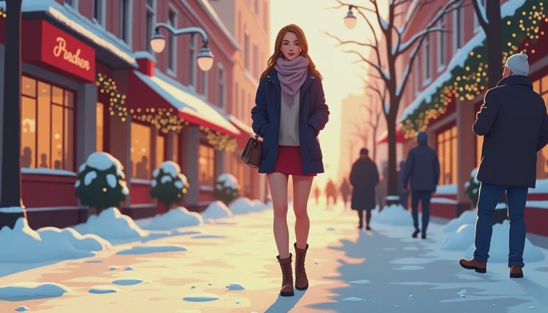 How to Wear a Winter Mini Skirt with Thick Socks and Loafers