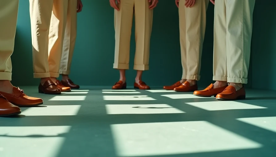 Illustration for loose fit trousers pooling over loafers